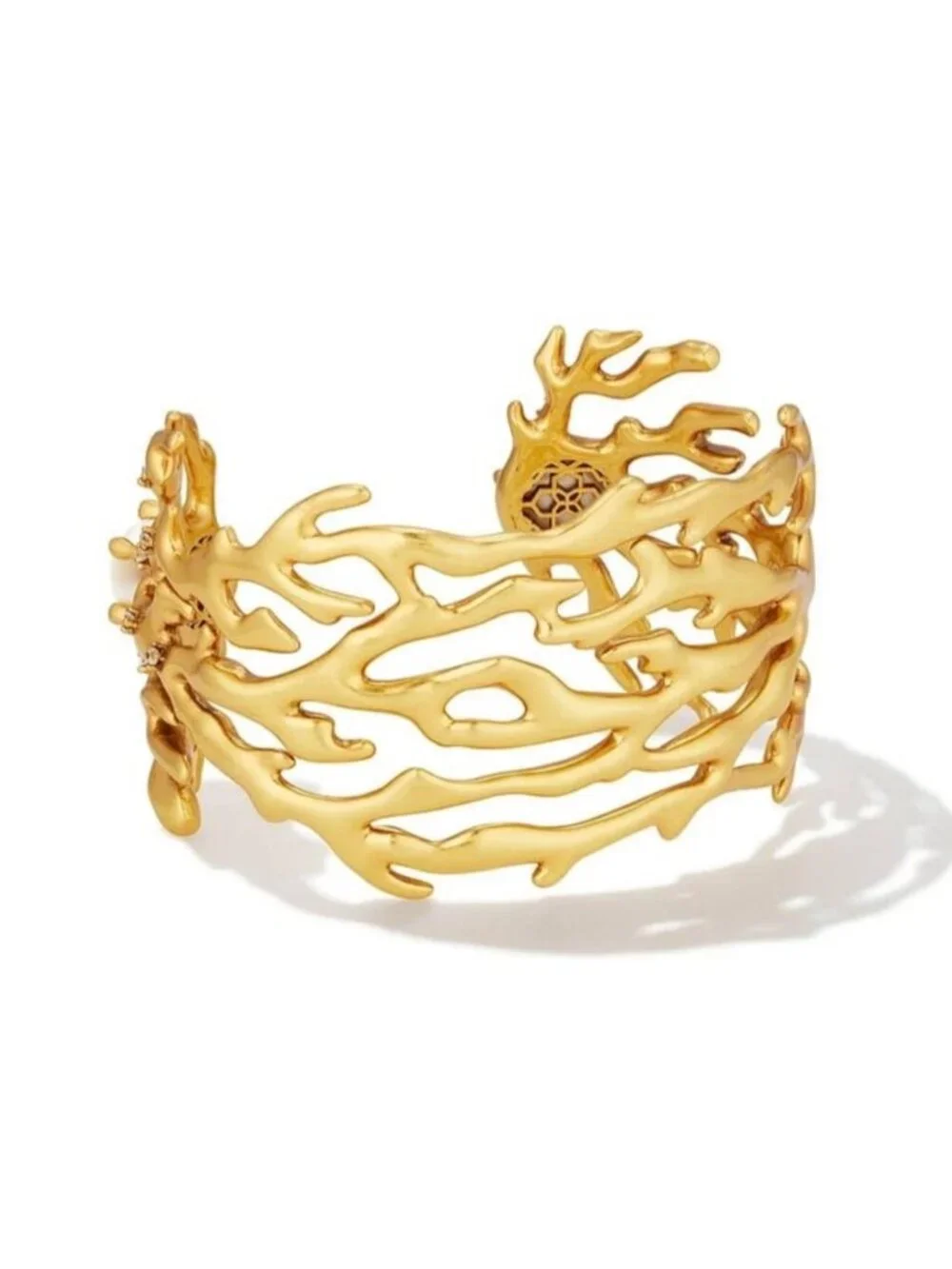 NWT Kendra Scott Shea Statement Cuff Bracelet in Vintage Gold sz M/L runs small